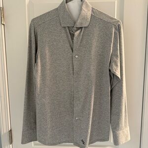Men's Gray Casual Performance Button Down Shirt
